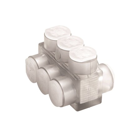 Burndy Aluminum Multiple Tap Connector, Clear Insulated, 10 Port, 2 Sided Ent BIBD75010